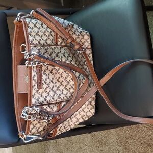 Dana Buchman Tan and Cream Shoulder Bag